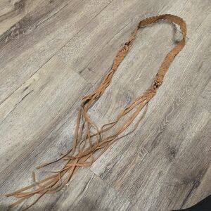 Braided Tan Fringe Boho Belt